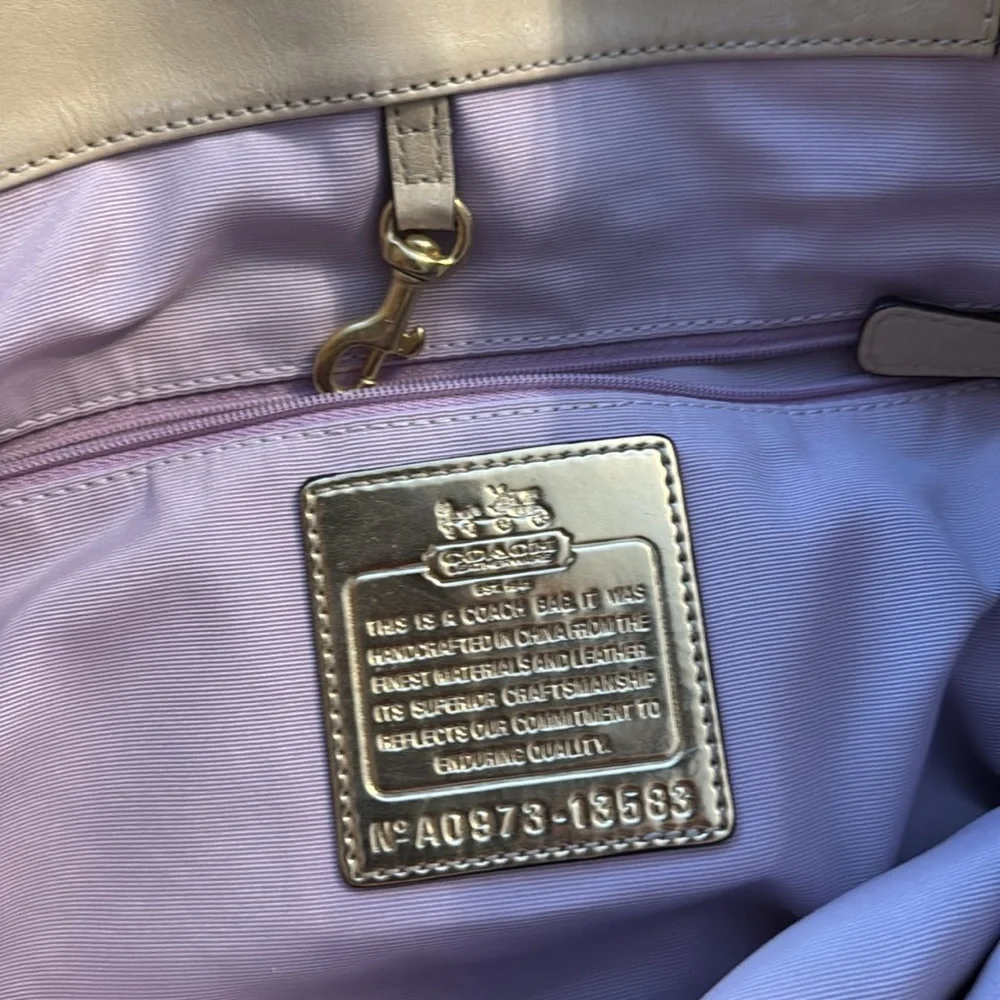 COACH MADISON LARGE CHAMPAGNE BEIGE OP ART SIGNATURE MAGAZINE TOTE BAG